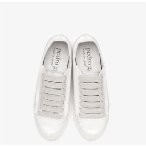 Pedro Garcia White Women's Low-Top Satin Sneakers